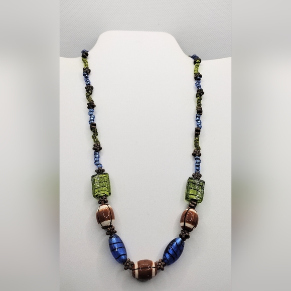 Fashion Art Glass Beads Football Fan Necklace - Picture 1 of 6